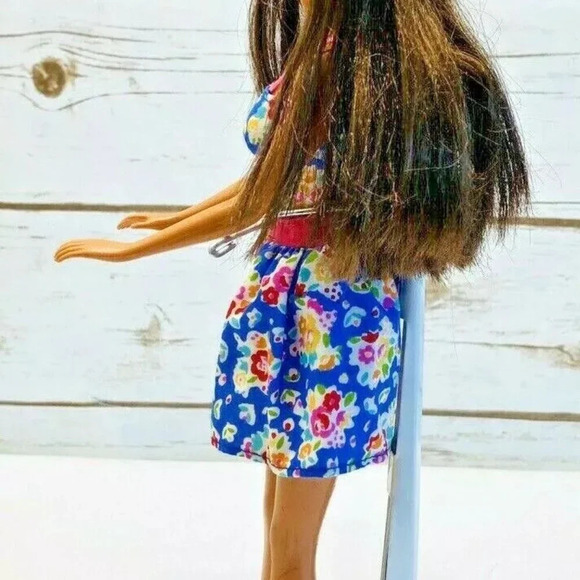MATTEL BARBIE Brunette Hair Brown Eyes Floral Dress 12" Used Tall Used - Picture 8 of 12